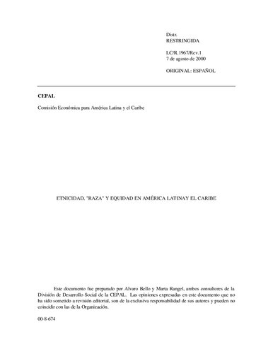 Etnicidad, raza y equidad en América Latina y el Caribe