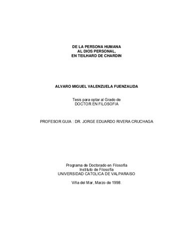 DE LA PERSONA HUMANA AL DIOS PERSONAL EN TEILHARD DE CHARDIN