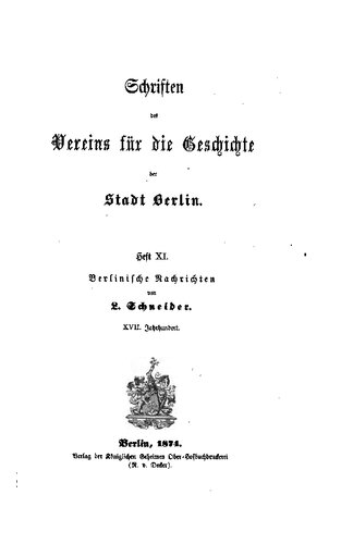 Berlinische Nachrichten. XVII. Jahrhundert