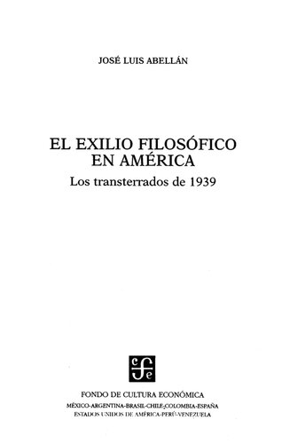 El Exilio Filosofico En America