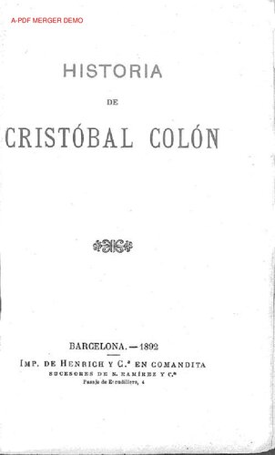 Historia De Cristobal Colon (1892)