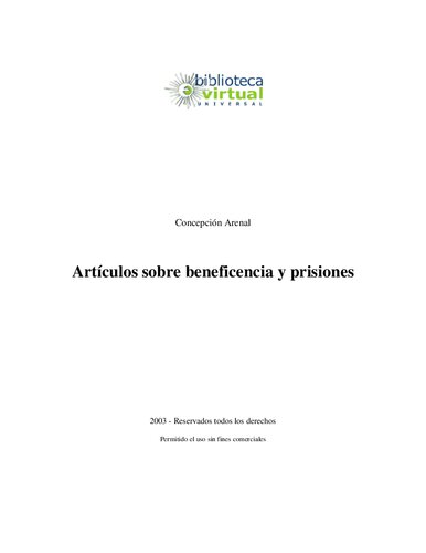 Articulos Sobre Beneficencia Y Prisiones