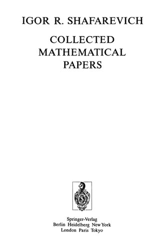 Igor R. Shafarevich Collected Mathematical Papers