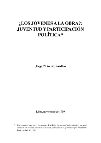 ¿Los jóvenes a la obra? Juventud y participación política