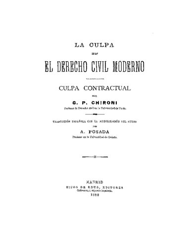 La Culpa En El Derecho Civil Moderno