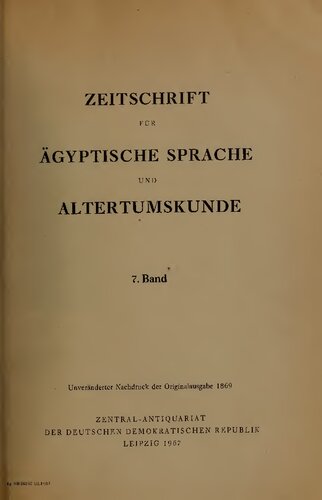 Zeitschrift für Ägyptische Sprache und Altertumskunde