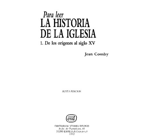 Para Leer La Historia De La Iglesia I