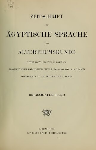 Zeitschrift für Ägyptische Sprache und Altertumskunde