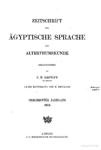 Zeitschrift für Ägyptische Sprache und Altertumskunde