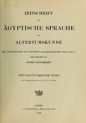 Zeitschrift für Ägyptische Sprache und Altertumskunde