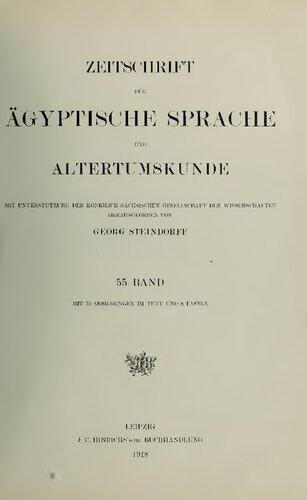 Zeitschrift für Ägyptische Sprache und Altertumskunde