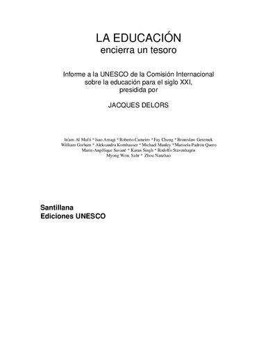 La Educacion Encierra Un Tesoro (informe Unesco)