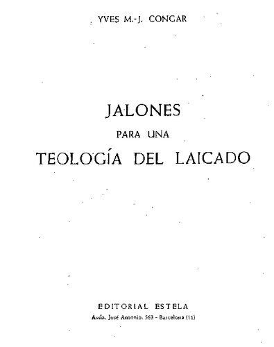 Jalones Para Una Teologia Del Laicado