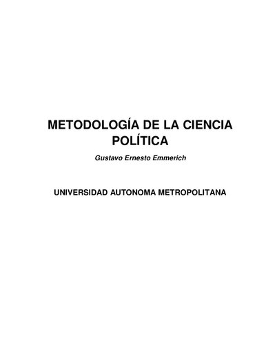 Metodologia De La Ciencia Politica