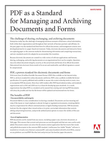 PDF as a Standard for Managing and Archiving Documents and Forms