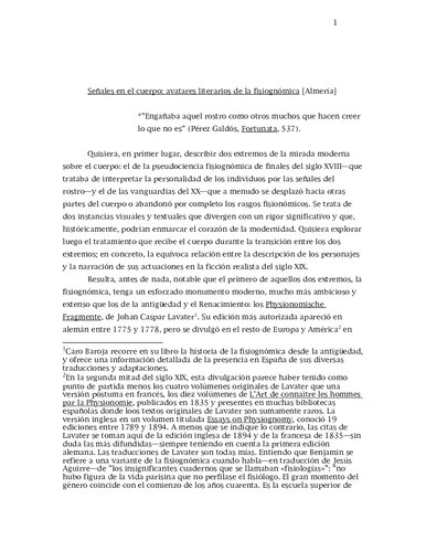 Señales en el cuerpo: avatares literarios de la fisiognómica [Almería]