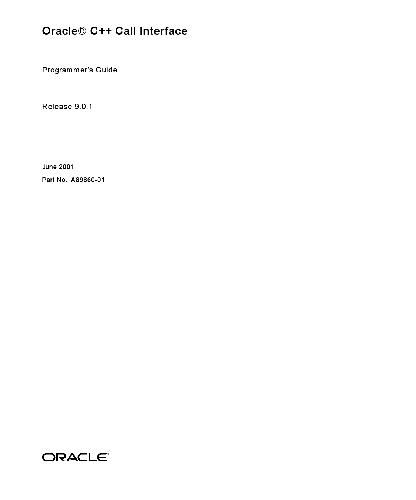 Oracle C++ Call Interface. Programmer's Guide