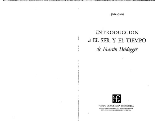 Introduccion a el ser y el tiempo de Martin Heidegger