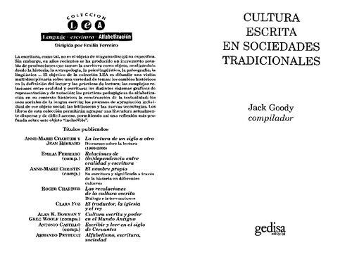 Cultura escrita en sociedades tradicionales