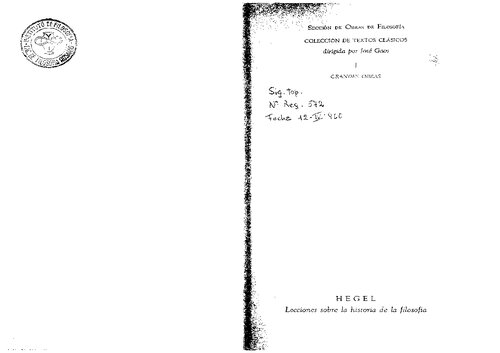 Lecciones Sobre La Historia De La Filosofia