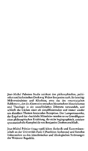 Walter Benjamin: Lumpensammler, Engel und bucklicht Männlein: Ästhetik und Politik bei Walter Benjamin