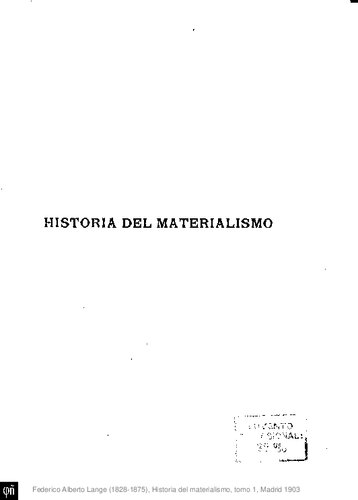 Historia del Materialismo Tomo I