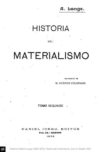 Historia Del Materialismo Vol II