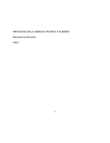 Psicologia De La Amenaza Politica Y El Miedo