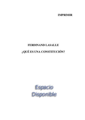 ¿Qué es una Constitución? - Ferdinand Lassalle