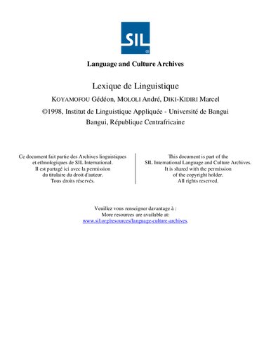 Lexique de Linguistique