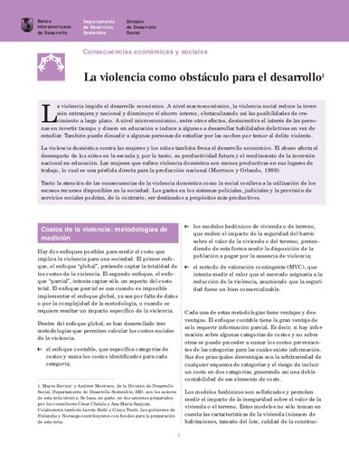 Consecuencias economico-sociales de la violencia