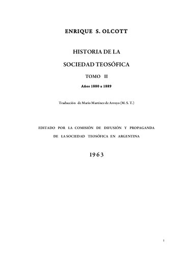 Historia De La Sociedad Teosofica 2 (1880