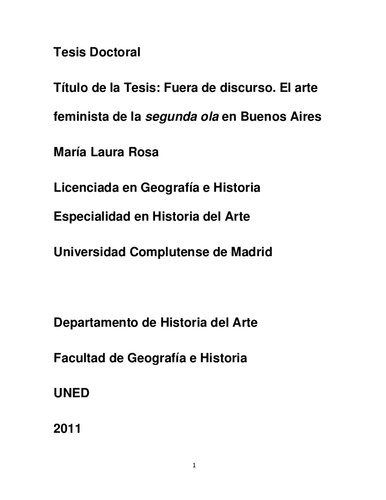 Fuera De Discurso El Arte Feminista De La Segunda Ola En Buenos Aires