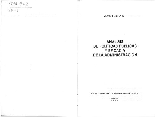 Análisis de políticas públicas y eficacia de la administración