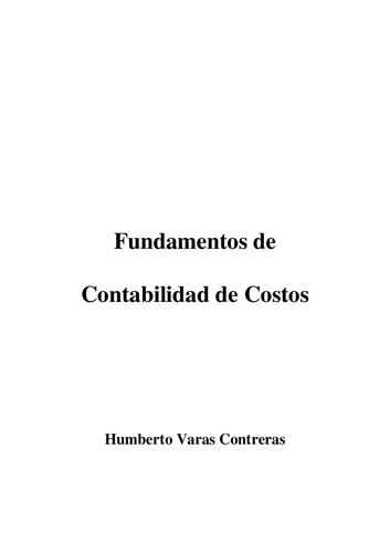 Fundamentos De Contabilidad De Costos