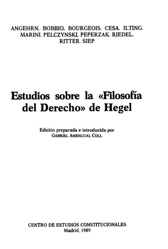 Estudios Sobre La Filosofia Del Derecho De Hegel