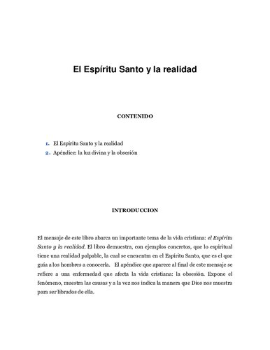 El Espiritu Santo Y La Realidad