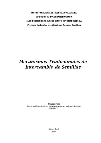 Mecanismos Tradicionales de Intercambio de Semillas