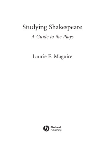 Studying Shakespeare: A Guide To The Plays