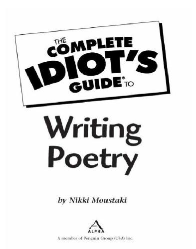 The Complete Idiot's Guide to Writing Poetry: CIG to Writing Poetry