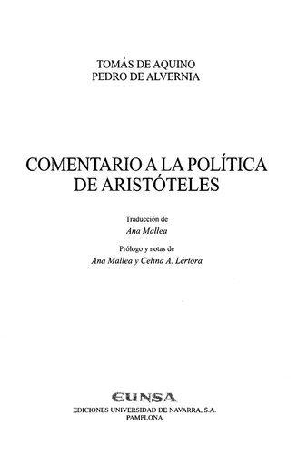 Comentario A La Politica De Aristoteles