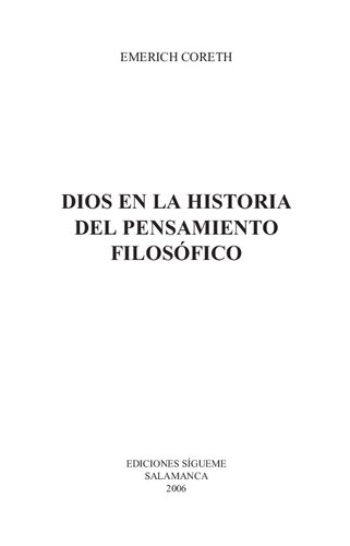 Dios En La Historia Del Pensamiento Filosofico