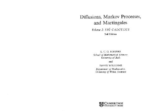 Diffusion, Markov processes and martingales. Ito calculus