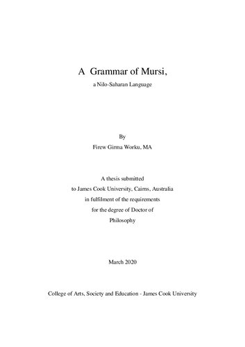 A Grammar of Mursi - A Nilo-Saharan Language of Ethiopia