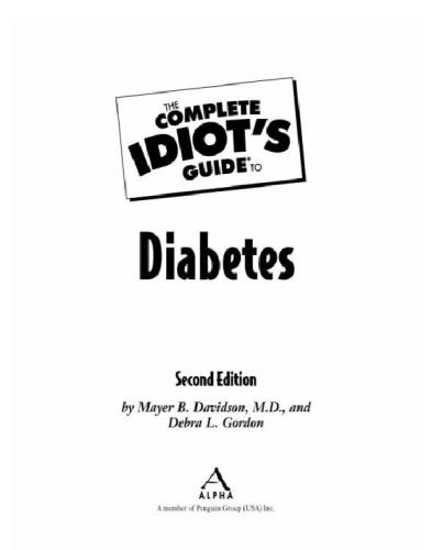 Complete idiot's guide to diabetes