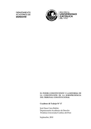 El poder constituyente y la reforma de la Constitución en la jurisprudencia del Tribunal Constitucional (Perú)