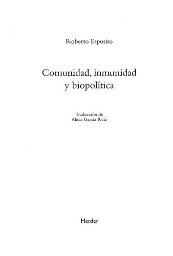 Comunidad Inmunidad Y Biopolitica