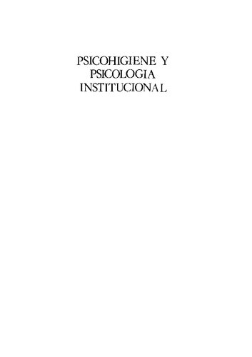 Psicohigiene Y Psicologia Institucional