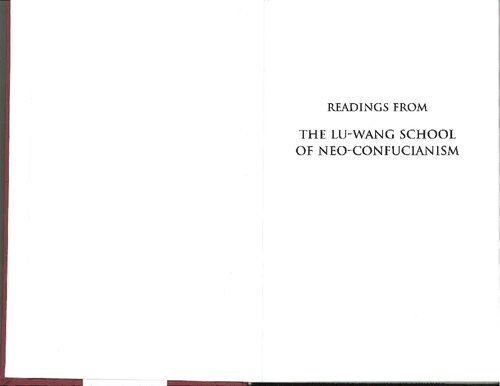 Readings from the Lu-Wang School of Neo-Confucianism