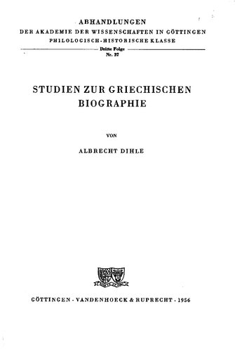 Studien zur griechischen Biographie